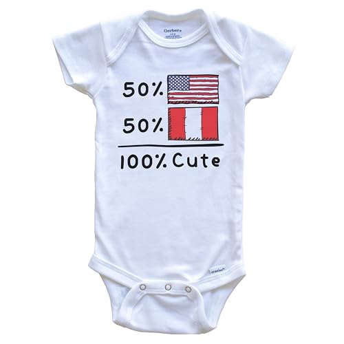 Really Awesome Shirts 50% American 50% Peruvian 100% Cute Peru USA Flags One Piece Baby Bodysuit