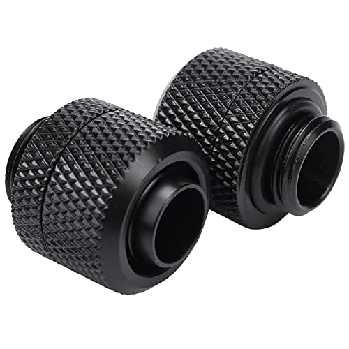 greenDracaena Dracaena.io 2 Pack G1/4\" to 3/8\" ID, 5/8\" OD Compression Fitting for Soft Tubing, Black, 0.9\" Length, Desktop Computer Water Cooling System Fitting