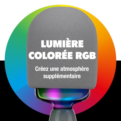 Micro sans fil karaoké RGB avec batterie longue durée USB-C