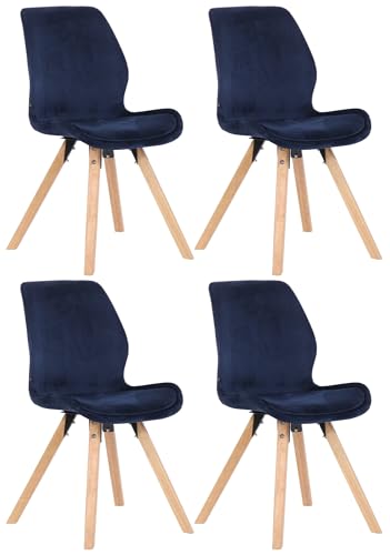 In And OutdoorMatch Silla Jodene - Azul - Juego de 4 - Terciopelo - Tapicería de alta calidad - Silla elegante - Aspecto lujoso