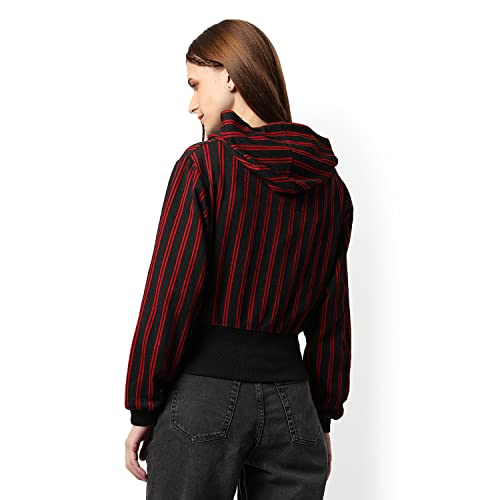 Image of PINACOLADA Women's Double Striped Hoodie with Ribbed Hem for Casual Wear | Hooded Neck | Long Sleeve | Pull On Closure | Cotton Sweatshirt Crafted with Comfort Fit for Everyday Wear