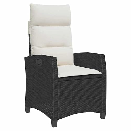 Eleganz Poltrona da giardino con tavolino – rattan sintetico e acciaio verniciato a polvere – regolabile e durevole – ideale per giardino, terrazza o balcone – nero