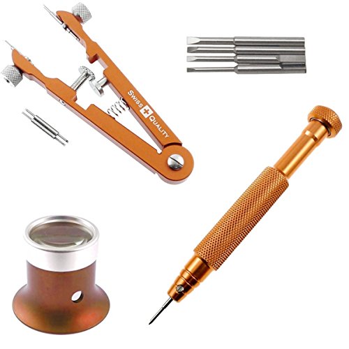 Preisvergleich Produktbild Uhrenwerkzeug für Omega Armbänder BULLONGÈ mit Federstegzange, Bandschraubendreher und Lupe