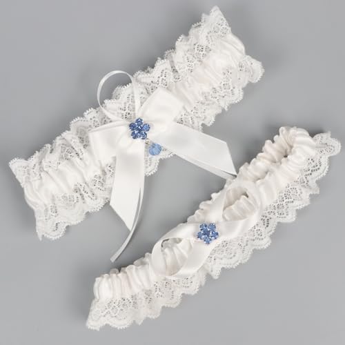 Image of wedding garter set women lace Bridal garter sets including keepsake garter and toss garter