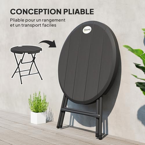 Table Jardin Ronde Pliable Ø80 HDPE 4 Pers Outsunny