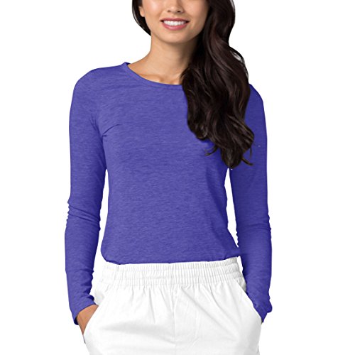 Image of Adar Womens Comfort Long Sleeve T-Shirt Underscrub Tee - 2900 - Heather Royal Blue - 3X