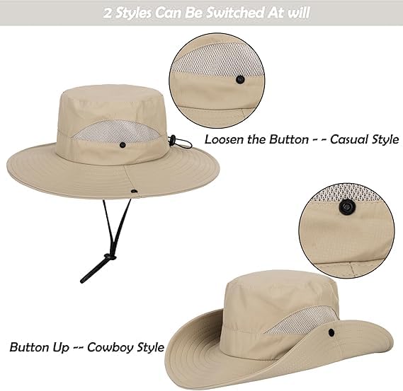 Kids-Summer-Sun-Hat - Wide-Brim UV-Protection Quick-Dry Beach-Bucket-Hat for Fishing Camping Travel (5-10 Years)3