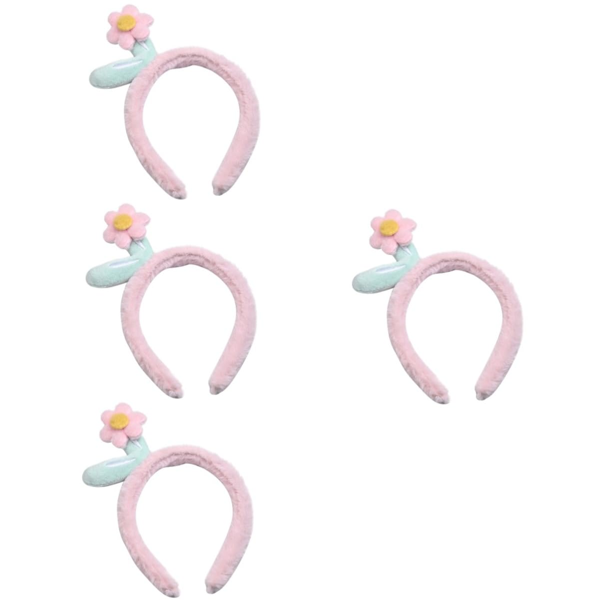 FRCOLOR 8 Piezas diadema de flores maquillaje makeup make up cosmética sombreros para mujeres Diadema para lavarse la cara diadema para el diademas para mujeres tela rosa