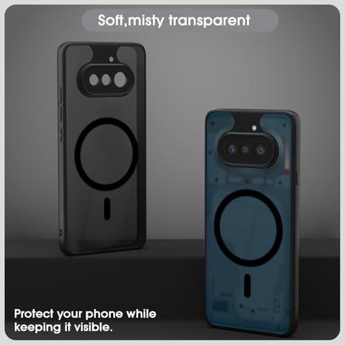 Image of Pikkme Back Cover for Nothing Phone 4a 5G Compatible with Mag-Safe Smoke Back | Shockproof Design | Hard Transparent Back Case (Black Smoke Mag-Safe)