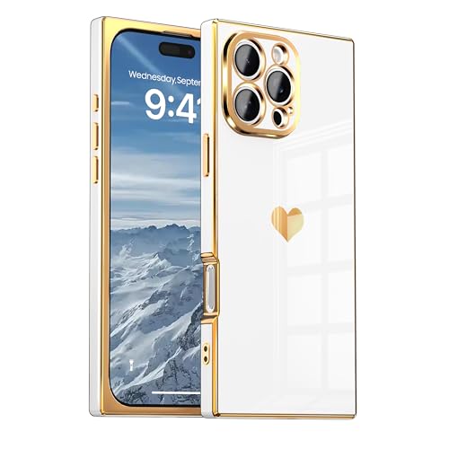 Coque iPhone 17 design rectangulaire haut de gamme aux finitions soignées blanc