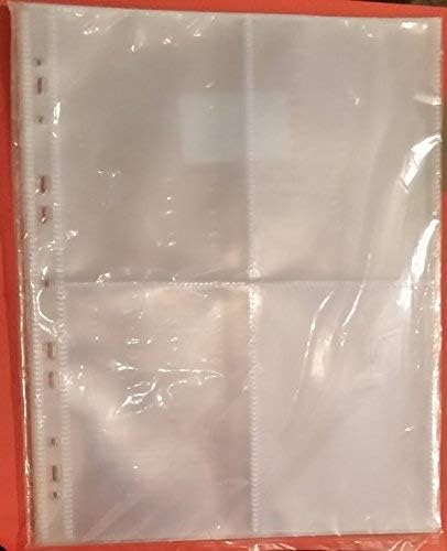 A4 Clear Acid Free Archival Photo Sleeves for Ring Binder Albums - 4 pocket per page (10 pack)