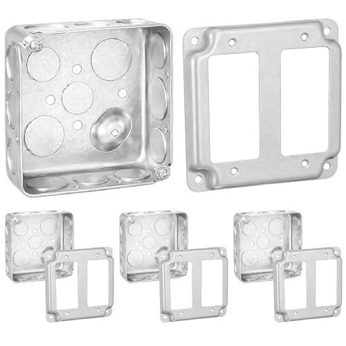 Boîtiers électriques carrés 10,2 cm OHLECTRIC avec couvercle double interrupteur à bascule x4