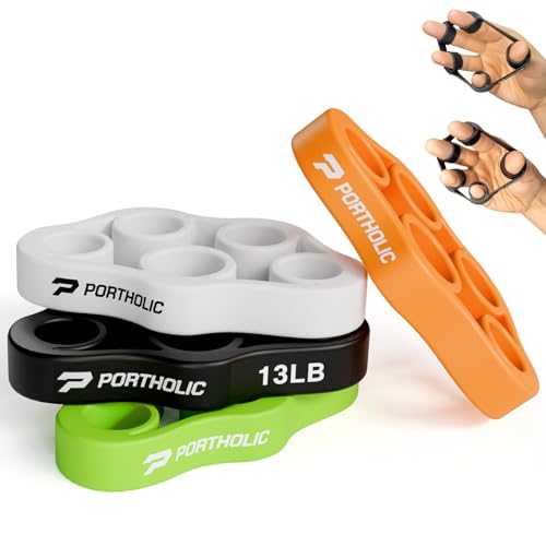 PORTHOLIC Handtrainer, Griffstärker, Fingerdehner, Handgriff-Widerstandsbänder, Handstärker, Handstärkungs-Unterarmtrainer, 4-teiliges Set für Arthritis, Karpalt