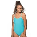 JOLYN Drew Onesie - Fixed Back Women's Athletic One Piece Swimsuit, Medium-Full Coverage Bathing Suit for Competitive Swimming, Water Polo, Lifeguarding, Paddling, Hawaii Blue, 36