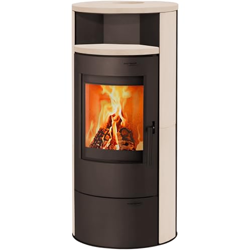 Kaminofen München V3 braun Speckstein Creme weiß beschichtet 7kw Speicherofen mit Steinverkleidung Panoramatür Kaminofen München V3 braun Speckstein Creme weiß beschichtet 7kw Speicherofen mit Steinverkleidung Panoramatür