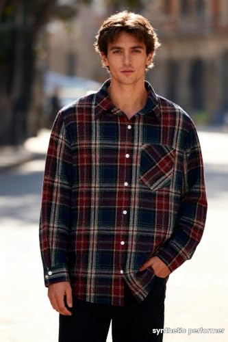 Image of Betusline Boy and Men Button Down Plaid Shirt | Soft,Breathable and Comfortable Fabric