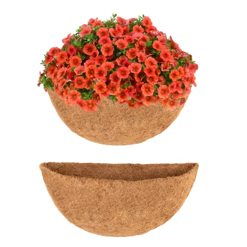 Y&M 14 Inch Pre-Formed Half Round Coco Fiber Hanging Basket Liner, Half Round Coco Replacement Liner - 2pcs