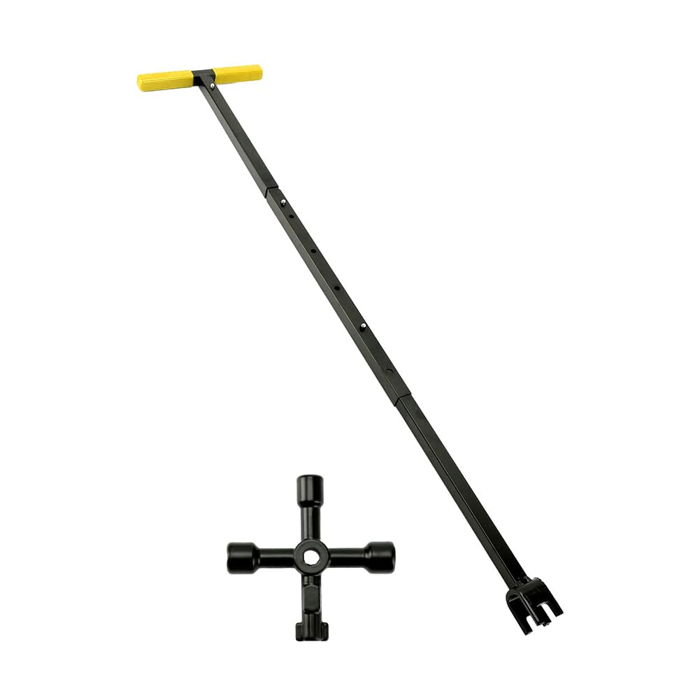 Llave de Medidor de Agua Plegables en T de Acero de 4 Vías | Herramienta de Cierre con Llave de Utilidad Multifuncional de 4 Vías para Caja de Medidor y Electricidad