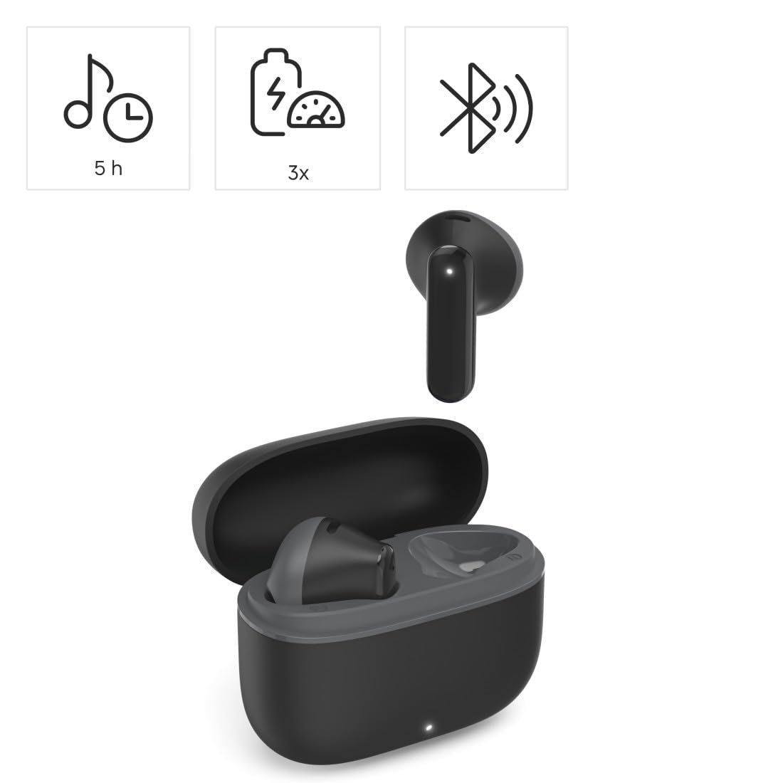 Hama słuchawki douszne true wireless freedom light II czarne (bluetooth 5.3, mikrofon, USB-C, rozmowy, Siri, asystent Google)