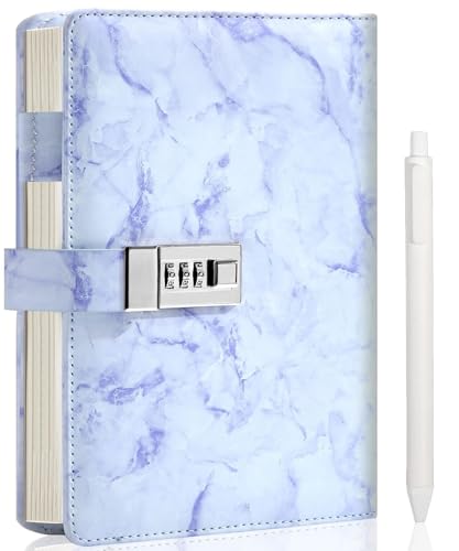 for Marble Diary with Lock for Girls and Women, A5 Secret Journal with Lock...