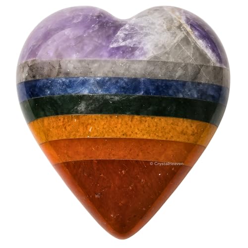 Image of Crystal Heaven Certified Chakra Heart Palm Pebbles Stones For Anxiety Stress Relief Massage-Aaa Grade Original Healing Gemstone Agate Heart Palm Stone For Yoga Meditation Spiritual