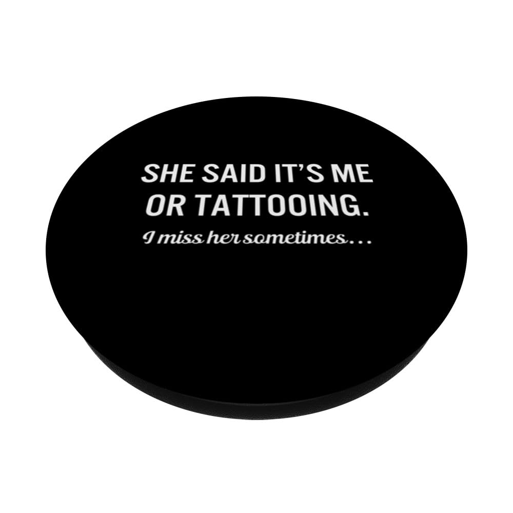 Funny Hobby Tattooing Quote Guy Saying PopSockets Swappable PopGrip, Black - Image 2