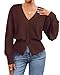 Gaharu Long Sleeve Cardigan for Women: Button Up Peplum V Neck Tops Brown M - Soft Christmas Date Night Medium Weight Sweaters for Women Casual - Y2K Ladies Wedding Party Dress Coat Winter