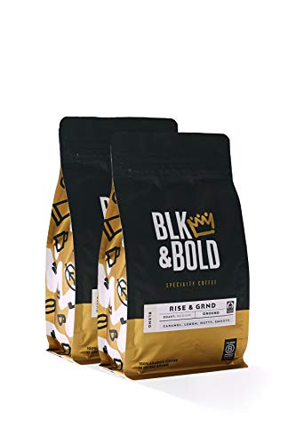 BLK & Bold | Rise & GRND Coffee Blend | Fair Trade Certified | Medium Roast | Ground Coffee | 2 pack of 12 oz. bags