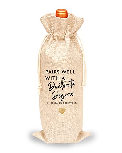 Toctose Doctorate Degree Gift Doctorate Degree Wine Bag Suitable for Graduation Gifts for College Him Son Daughter Friend Drawstring Wine Bag GDWB015