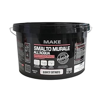 Foto di MAKE DESIGN FOR YOU | Smalto Murale Super Resistente, 9 litri, Bianco Satinato, Base Acqua. Crea una Superficie Compatta, Priva di Porosità e Anti-Polvere. Prodotto Certificato HACCP, Made in Italy.