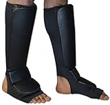 Ring to Cage NO Logo MMA Grappling Leather Shin Guards (Large)