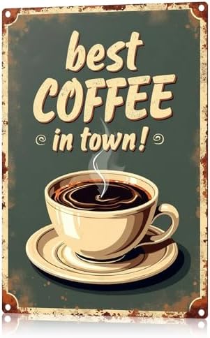 Vintage Coffee Metal Sign Wall Decor – Retro Café Bar Wall Art fo...