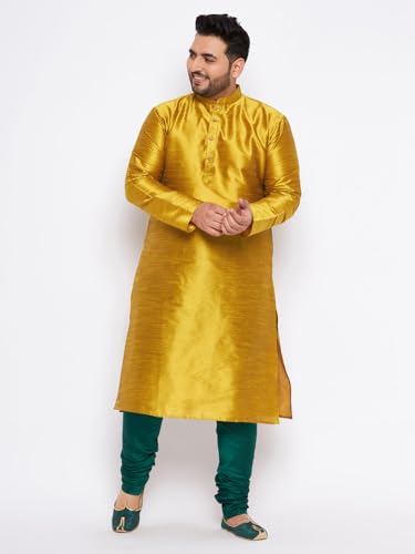 Image of Vastramay Plus Men's White Silk Blend Kurta Pyjama Set VPLUSMKWH001nPBL 44 | Independence Day