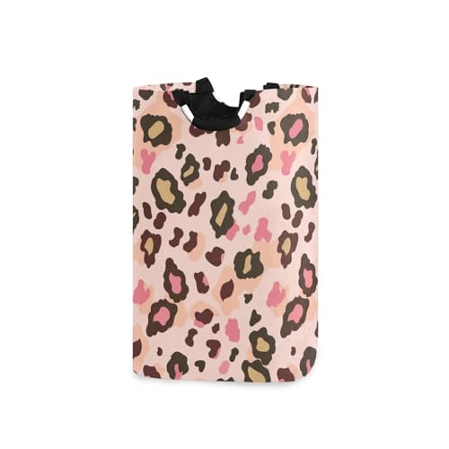 Jihqo Laundry Hamper Basket Watercolor Leopard Collapsible Nursery Storage Bin Waterproof Clothing Baskets for Home Bedroom Bathroom Washing Room