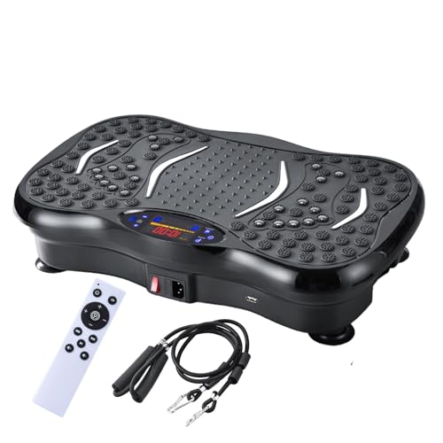 Vibration Plate Exercise Machine,Whole Body Workout Equipment for Weight Loss,Lymphatic Drainage Machine,Gyms Workout with Adjustable Speeds and Resistance Bands,Compact Vibration Platform for Home