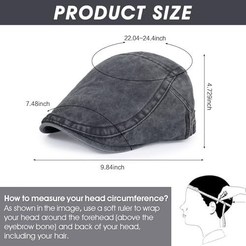 Image of 3Pcs Men's Newsboy Caps Cotton Cooling Hat Adjustable Flat Cap for Men