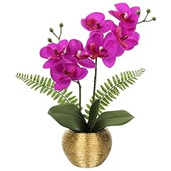 Purple Orchids Gold Vase