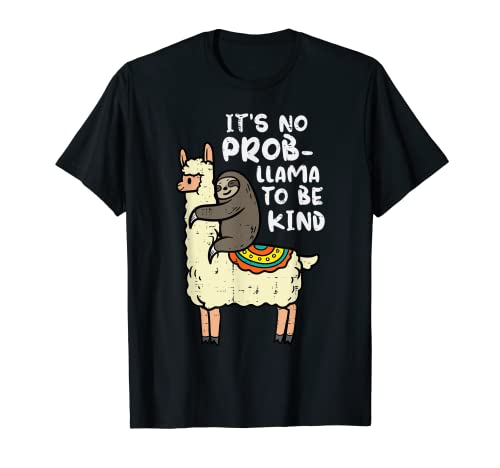 It's No Prob Llama To Be Kind Sloth Kids Unity Day Naranja Camiseta