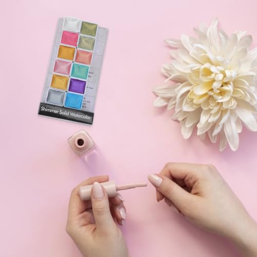 VICASKY Solid Watercolor Paint Set Convenient to Use 1 Box with Vibrant Pearlescent Pigment Powder with Beautiful Looking Pearlized Colors for Nail Art Painting and Manicure Decor - Image 9
