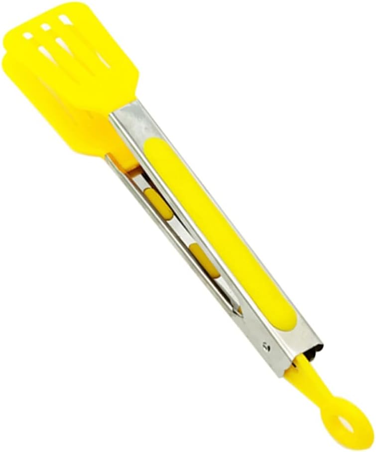 Silicone BBQ Grilling Tong Salad Bread Serving Non-Stick Kitchen Barbecue Steak Clip Cooking Tool(white-Dinosaur Doodle4)