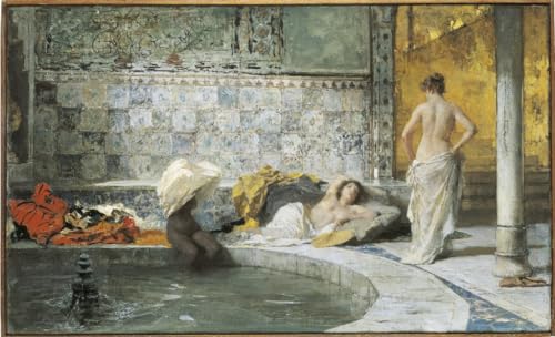 Pintura de lienzo Baño Turco de Domenico Morelli, decoración artística para pared de dormitorio