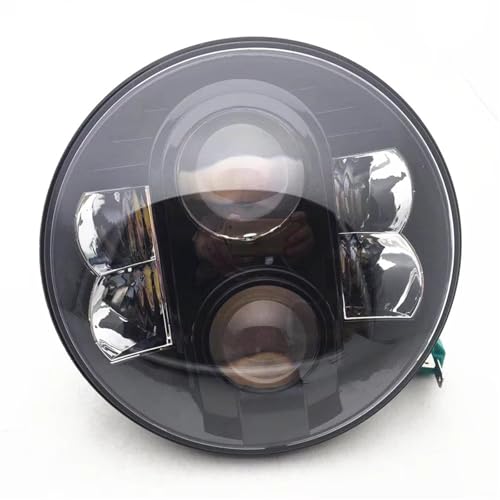 Phare LED moto 7 pouces 80W noir et chromé pour feux de croisement et route