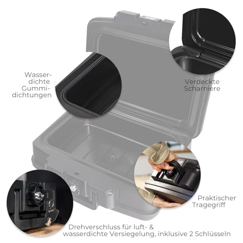 HMF 250452 Feuerfeste Wasserdichte Dokumentenbox | DIN A4 | 44,5 x 16,5 x 33 cm | schwarz - 4