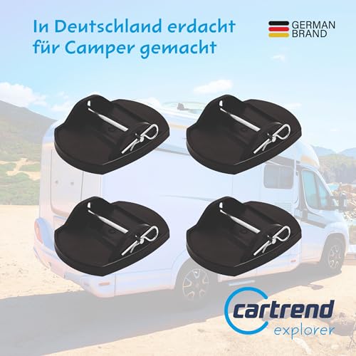 cartrend Stützplatten mit Metallbolzen, geeignet für alle gängigen Wohnwagen-Modelle, Camping-Zubehör, 4 Stück (LxWxH): 180 mm * 140 mm * 45 mm
