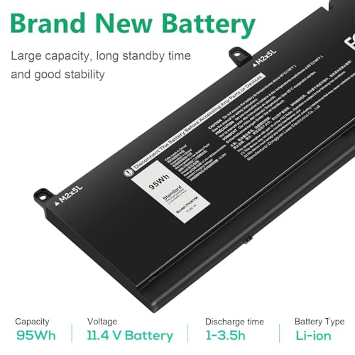 Image of ASUNCELL PKWVM 95Wh Battery Replacement for Dell Precision 7550 7750 7560 7760 / P44E P93F P44E001 P44E002 P93F001 P93F002 Series Laptop C903V 0C903V 0CR72X CR72X 068N03 0447VR 68ND3 453-BBCQ 11.4V