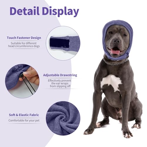 Image of Nanaki Dog Calming Hoodie No Shake Ear Wraps for Dogs Protection Ear Dog Cover Muffs Doggy Head Warp Anxiety Relief Doggy Hematoma Wrap Head Cover The Grooming and Force Drying Warm Pet Protector