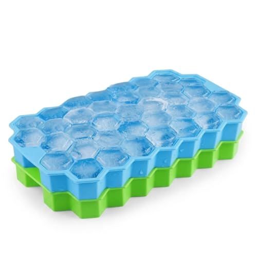 Image of Silicone Honeycomb Ice Cube Tray, Hexagonal Shape, Easy Ice Removal, Reusable Mould Multicolor (Pack of 1)