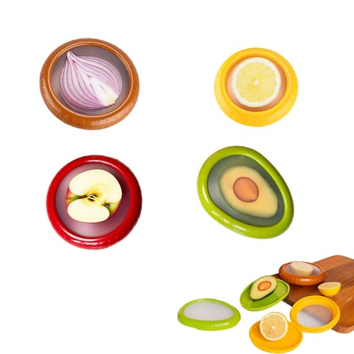 SZHUGEKI 4 recipientes de silicona, recipientes reutilizables para frutas y verduras, caja para almacenar cebollas, tomates, limones y aguacates