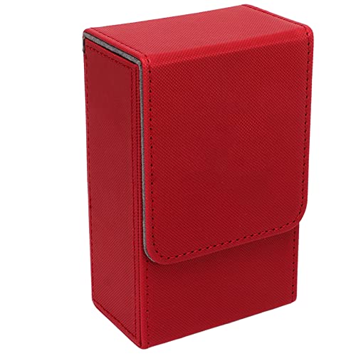 Tarot Storage Box, Portable Playing Card Box, PU Leather Tarot Card Holder Storage Case Tin with Sun Moon Design for Fortune Telling Cards (Red)