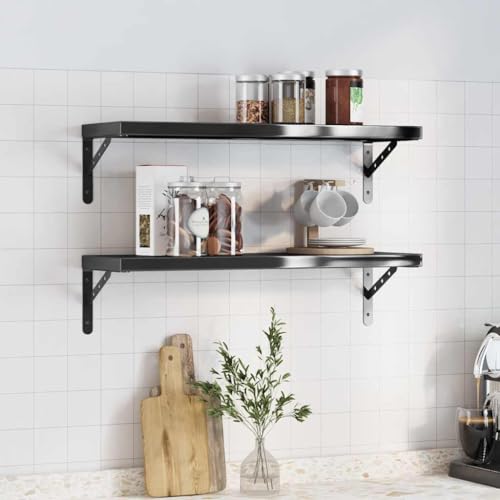 Estantes de pared para ganar espacio, pack de 2 repisas negras de acero 2